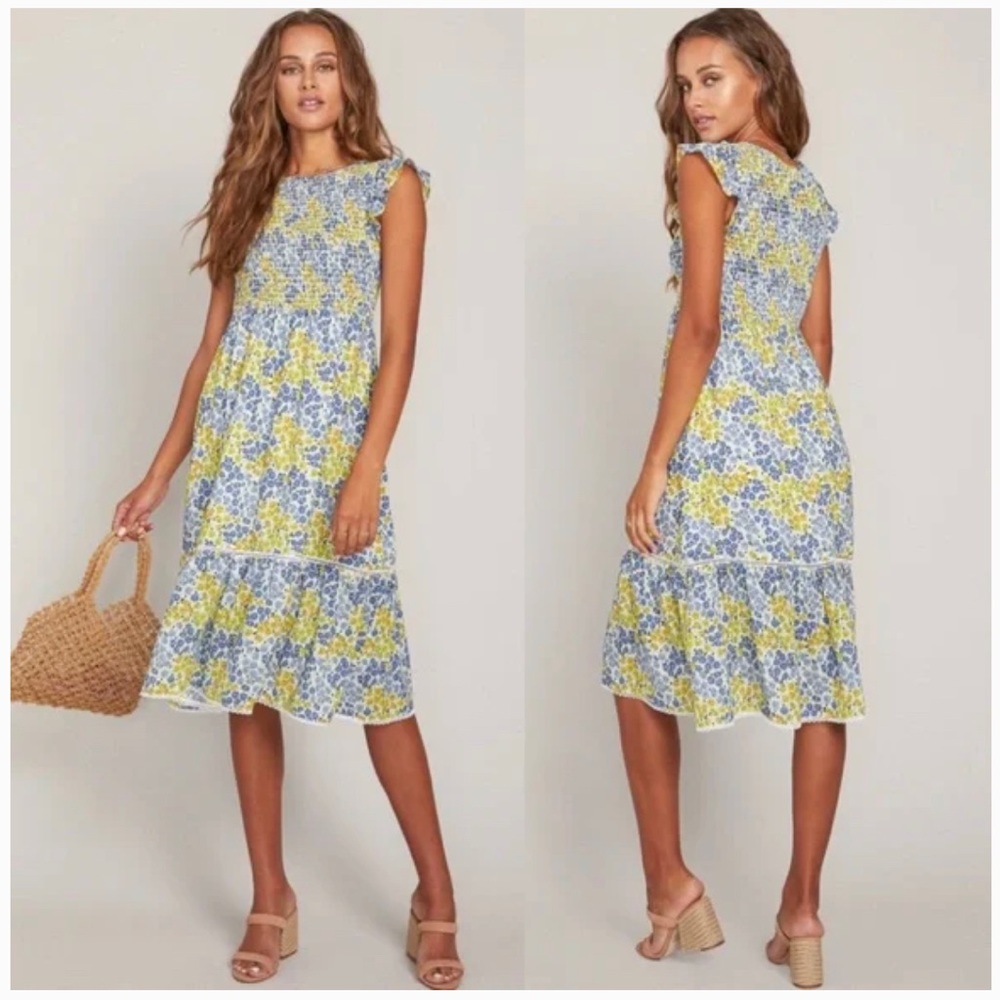 Lost + Wander Blossom and Bloom Floral Smocked Midi Dress | Lost + Wander